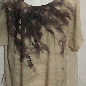 Beige and Brown Print Top Coldwater Creek size 2X